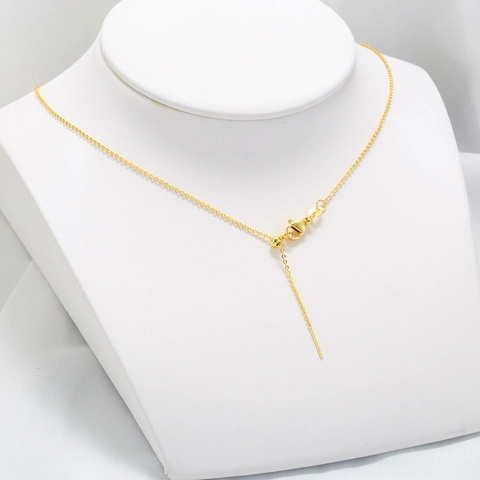Collana Minimalista In Rame Placcato Oro 18K Regolabile Catena O Con Perlina Scorrevole E Punta Ad Ago Per DIY