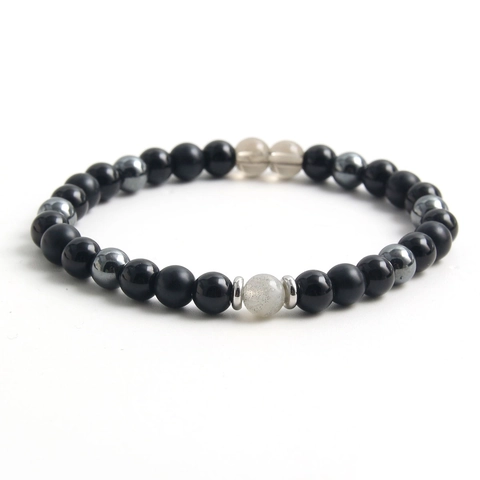 Pulsera Cuentas Piedra Natural Ojo De Tigre Rojo Ágata Mate Obsidiana Hematita Acero Inoxidable Elástica Joyería Hecha A Mano