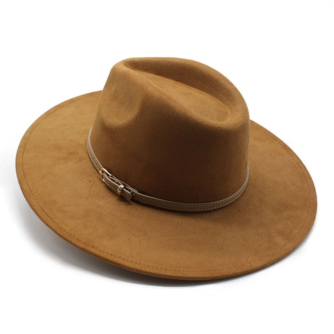 Vintage Fedora Hoed Brede Platte Rand Polyester Vilt Met Leren Riem Gesp Voor Heren Dames Britse Jazz Stijl
