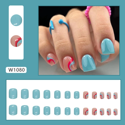 Uñas Postizas De Presión Estilo Francés Degradado Cat Eye Uñas Artificiales Para Mujeres Brillantes