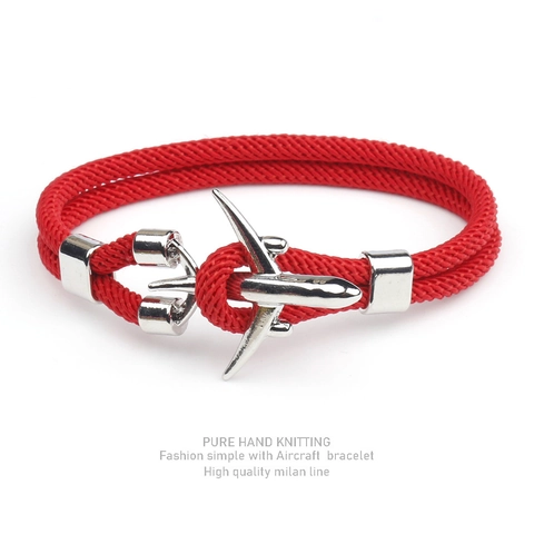 Aircraft Bracelet Hand Knitted Milan Rope Alloy Buckle Minimalist Jewelry Men Unisex Nautical Gift