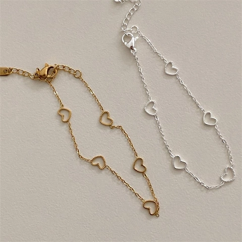 Dainty Heart Bracelet 925 Sterling Silver Minimalist Hollow Heart Chain Fashion Jewelry For Women Elegant Daily Wear