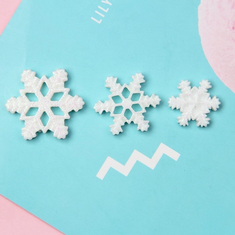 Weihnachts Schneeflocken Harz Flatback Charms Glitzer DIY Haarschmuck Handyhülle Dekoration Winter Feiertag Ornamente
