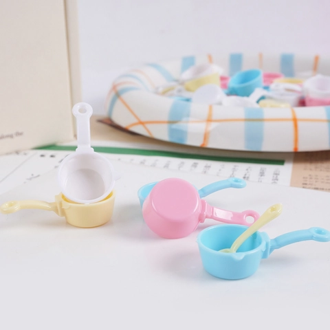 Simulation Miniature Milk Pot Model Plastic Colorful Dollhouse Kitchen Accessories Pretend Play Toys For Doll Decor