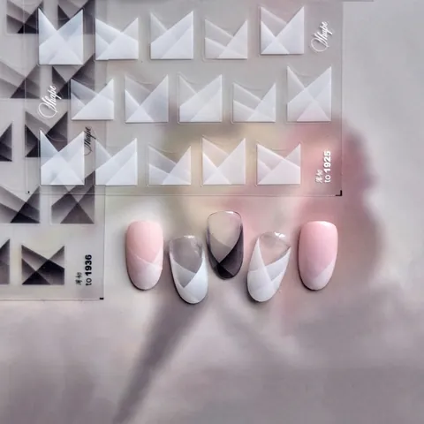 Adesivi Per Unghie 5D Relief Sottile Pellicola Flessibile Forme Geometriche Gradienti Minimalista Manicure Fai Da Te