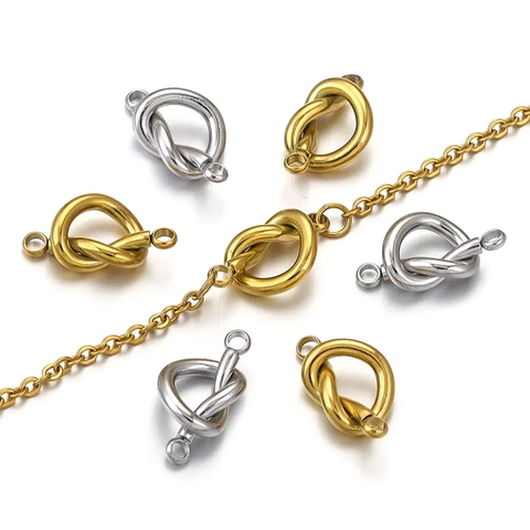 Stainless Steel Knot Jewelry Connectors Gold Plated Double Hole Links For DIY Necklace Earring Making Findings