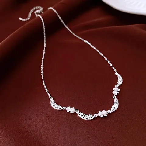 Collana Con Pendente Fiocco Minimalista Francese Per Donna Regolabile Rame Zircone Stile Di Lusso Vintage Placcato Argento