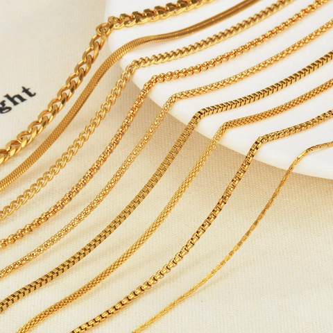 Collana A Catena In Acciaio Inossidabile Placcato Oro 18K Minimalista Serpente Cubana Gioielli Per Uomini Donne