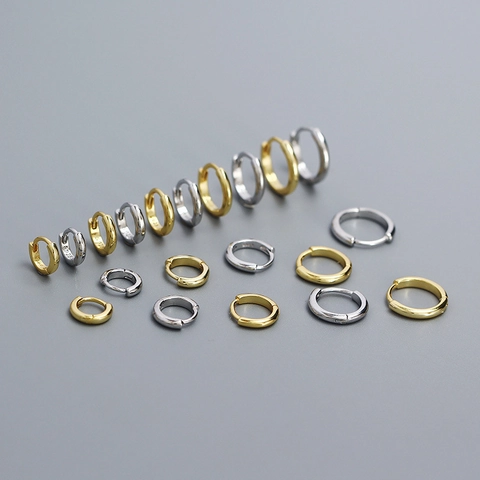 Pendientes De Aro De Plata De Ley 925 Minimalistas Pequeños Huggie Hoops Redondos Brillantes Joyería Mujeres Hombres