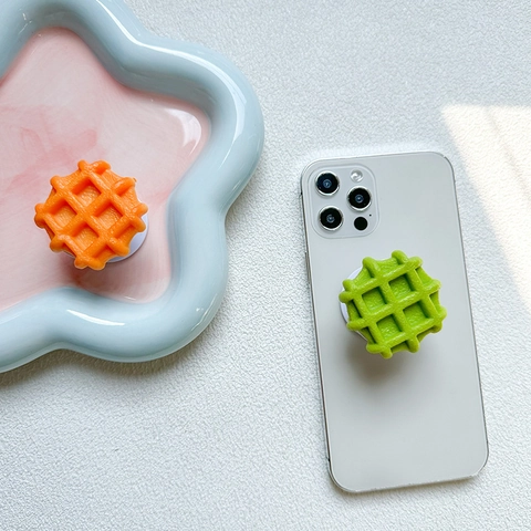 Simpatico Supporto per Cellulare con Airbag a Forma di Waffle Design a Quadretti 3D Impugnatura Pieghevole per Smartphone