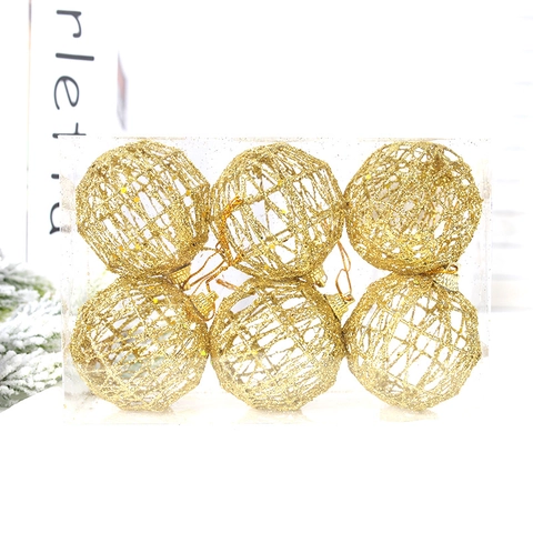 Palle Di Natale In Filo Metallico Cavo Glitterate Pendenti Appesi Scintillanti Decorazioni Per Alberi Di Festa