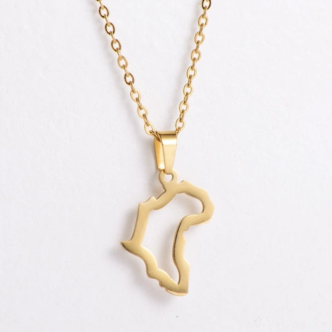 Gioielli Mappa Africa Acciaio Inossidabile Placcato Oro 18K Collana Pendente Cavo E Orecchini Lobo Donne Minimalismo Etnico