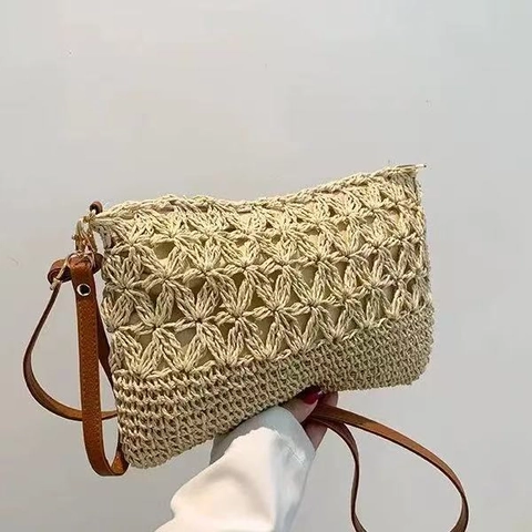 Borsa A Tracolla In Paglia Intrecciata Svuotata Donna Fatta A Mano Borsa Da Spiaggia Vacanze Quadrata Con Tracolla PU