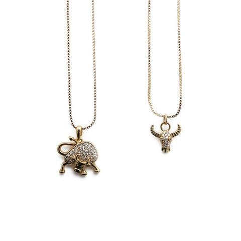 Stier Anhänger Halskette Kupfer Mit Zirkon Box Kette Tier Sternzeichen Mode Trendy Hip Hop Schmuck