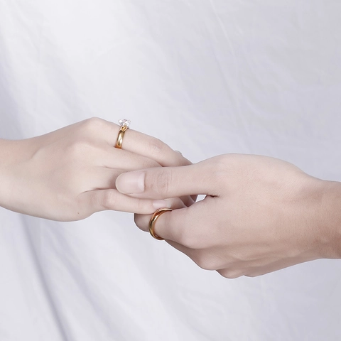 Bagues De Couple Minimalistes Acier Inoxydable Zircone Solitaire Alliance Bijoux Polis Pour Amoureux
