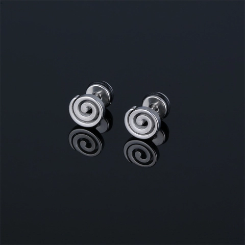 Spiral Geometric Stud Earrings 316 Stainless Steel Punk Minimalist Trendy Fashion Jewelry For Men And Women