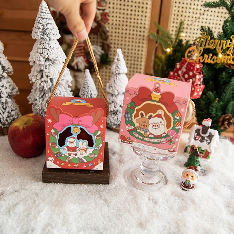Christmas Gift Box Paper Handheld Hollow Santa Candy Cookie Eve Packaging Window Portable Festive