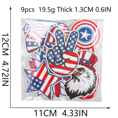 Embroidery Patches USA Flag Patriotic Iron On Decal For Clothing Bag DIY Decoration American Eagle Lip Star