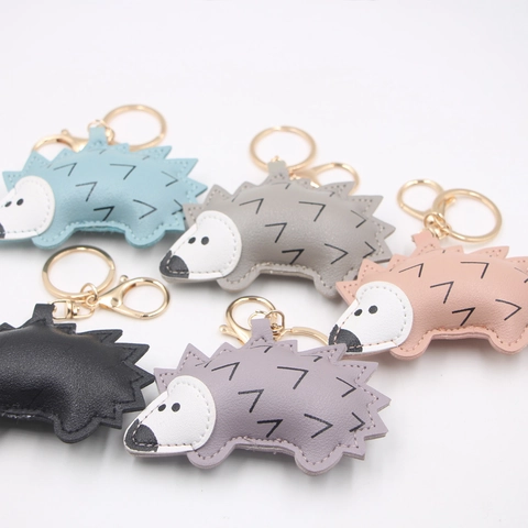 Simpatico Portachiavi a Forma di Riccio in Pelle PU Ciondolo a Forma di Animale per Zaino da Donna e Bambino Regalo Gioielli
