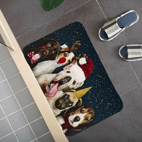 Christmas Floor Mat Non-Slip Polyester Area Rug For Entrance Kitchen Bathroom Hallway Decorative Festive Pattern Rug
