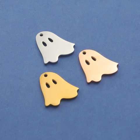 Ciondoli Fantasma Acciaio Inossidabile 304 Lucidato A Specchio Halloween Simpatico DIY Creazione Di Gioielli Pendenti Per Collana Bracciale