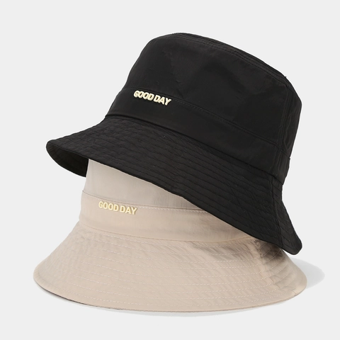Sombrero de Pescador con Parche de Letras GOOD DAY para Mujer Hombre Protección Solar Poliéster Plegable Viaje Playa Verano
