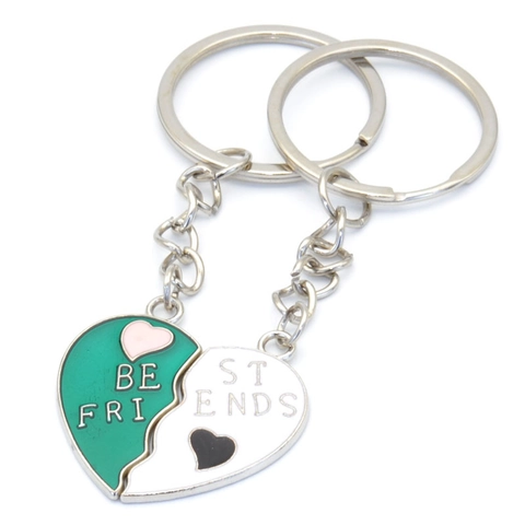 Best Friends Couple Keychains Alloy Heart Puzzle Yin Yang Rainbow Pendant Keyrings Gift For Friendship Lovers