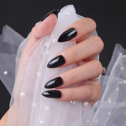 Unghie Finte Lucide Stiletto Corte Punte Per Unghie Appuntite Manicure Finita Colore Solido DIY Unghie Artificiali