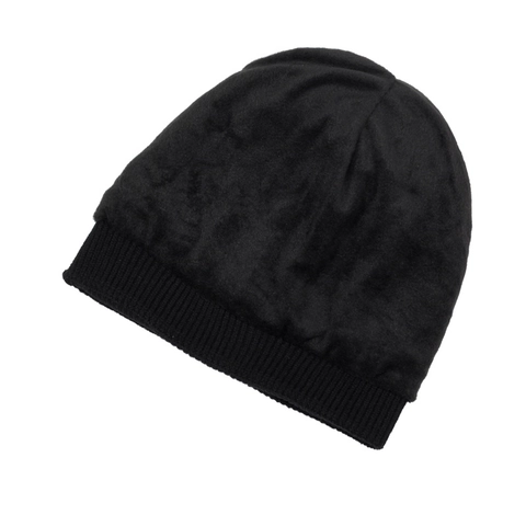 Winter Knit Beanie Hat For Men Warm Fleece Lined Thick Ribbed Outdoor Cycling Fold Over Cuff Acrylic Solid Color