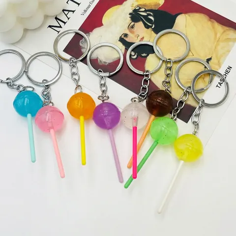 Lollipop Schlüsselanhänger Simulation Essen Acryl Harz Bunt Transparent Leuchtend Tasche Anhänger Im Dunkeln Leuchten