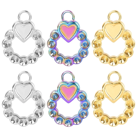Colgante De Corazón Redondo De Acero Inoxidable Accesorios De Joyería Para Hacer Collares DIY Chapado Al Vacío Moda Mujer