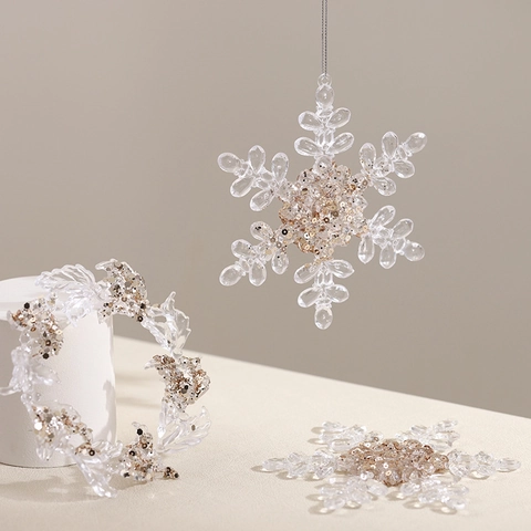 Decorazioni Natalizie Da Appendere Acrilico Trasparente Glitter Fiocco Di Neve Renna Ghiacciolo Ballerina Albero