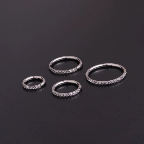 Aro De Piercing De Acero Inoxidable Circonita Bisagra Segmento Anillo De Nariz Septum Clicker Joyería Corporal