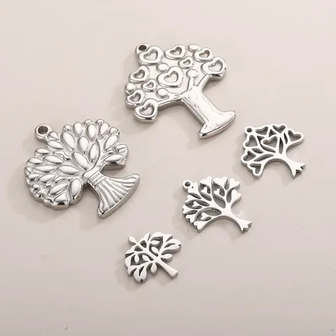Dijes De Árbol De La Vida Con Forma De Corazón De Acero Inoxidable Colgantes Huecos Para Hacer Joyas De Bricolaje Accesorios Para Collares