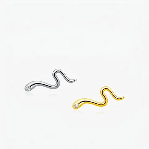 Snake Stud Earrings Crafted In 925 Sterling Silver With Zircon Minimalist Animal Dainty Jewelry For Women