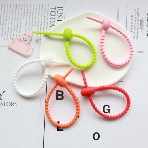 Reusable Silicone Cable Ties Adjustable Wire Management Straps Multi Functional Desktop Organizer Colorful Flexible Straps