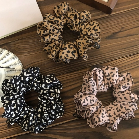 Coletero De Tela Con Estampado De Leopardo Retro Elástico Grande Para El Cabello Soporte Para Cola De Cavallo Accesorios