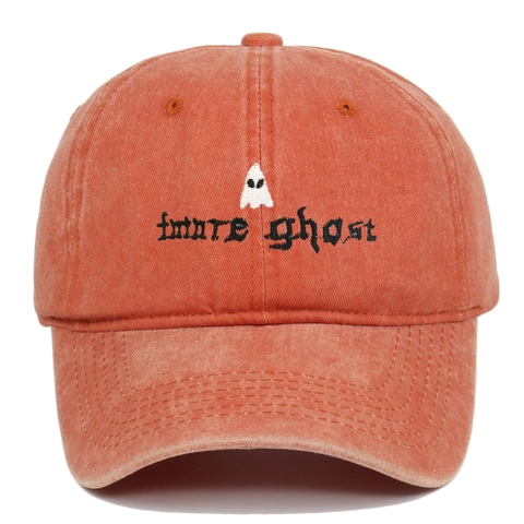 Gorra De Béisbol De Algodón Lavado Con Bordado De Fantasma Estilo Desgastado Vintage Ajustable Para Halloween