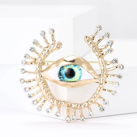 Fashion Creative Evil Eye Alloy Rhinestone Brooch Pin For Women Inlaid Crystal Eye Corsage Commute Jewelry Accessory