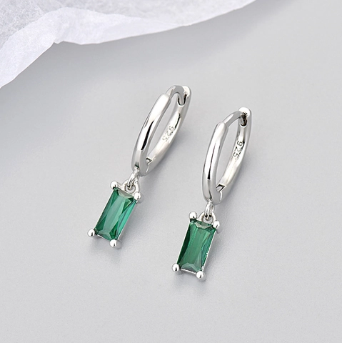 Kupfer Rechteckig Strass Huggie Ohrringe Für Damen Vintage Geometrische Mode Ohrschmuck Mit 925 Silber Ohrstecker-Stift
