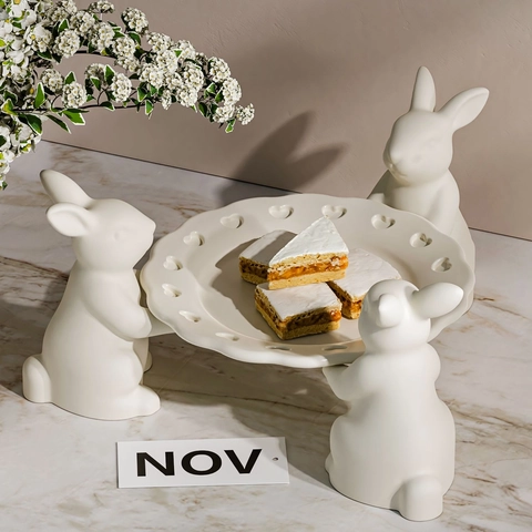 Moule En Silicone Pour Support Plateau Lapin DIY Fait Main Plâtre Résine Époxy Présentoir À Gâteaux Décor Moderne Mignon