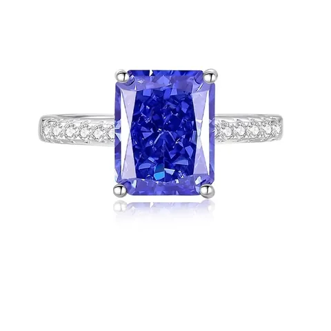 Radiant Ice Flower Cut Ring 925 Sterling Silver Rectangular Cubic Zirconia Luxury Engagement Jewelry For Women
