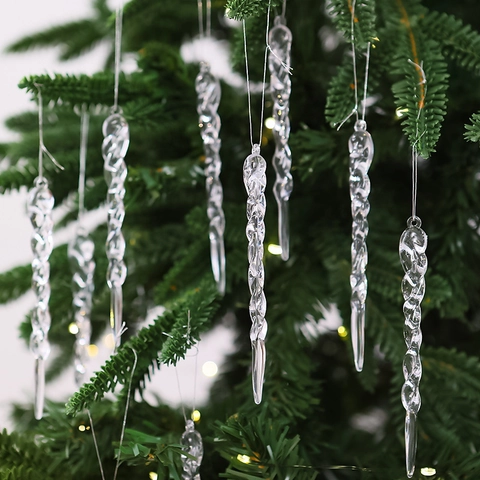 Ornamenti Natalizi A Ghiacciolo Appesi Acrilico Torsonado Trasparente Colorato Decorazione Albero Per Festa Invernale