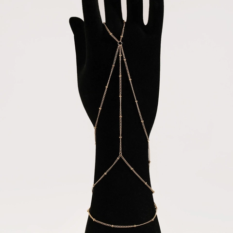 Stainless Steel Hand Chain Slave Bracelet For Women PVD Gold Plated Beaded Multi Layer Hypoallergenic Waterproof Jewelry
