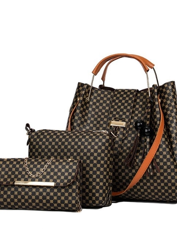 Damen Handtasche Umhängetasche Und Clutch PU Leder Geometrisches Muster Mode Elegant Lässig Große Kapazität Quasten Dekor