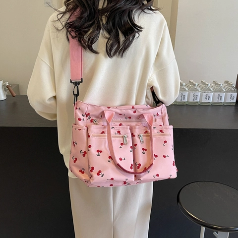 Kirschdruck Nylon Umhängetasche Tote Tasche Mehrere Taschen Große Kapazität Lässige Damenhandtasche