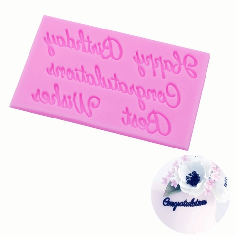 Happy Birthday Congratulazioni Auguri Stampo In Silicone Per Decorazione Torte Cioccolato Strumenti Da Forno Fai Da Te