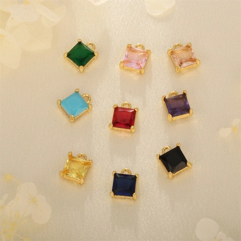 Dijes De Zirconia Cúbica Cuadrados De Cobre Chapados En Oro Colgantes Geométricos Facetados Para Hacer Joyas De Bricolaje