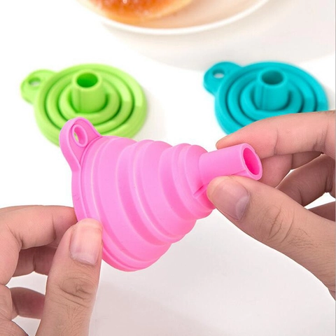 Entonnoir Pliable Silicone TPR Télescopique Trou De Suspension Couleur Bonbon Outil De Transfert Cuisine