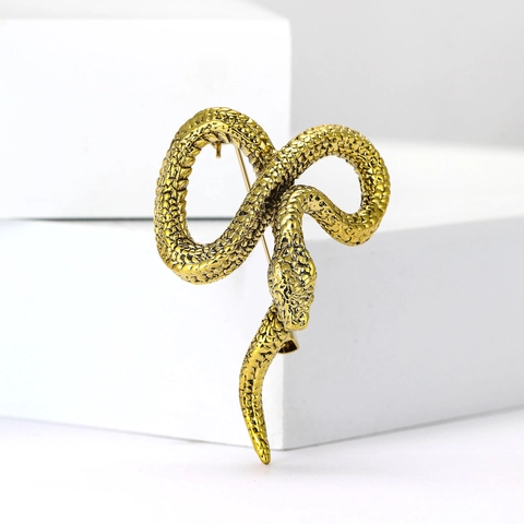 Retro Alloy Snake Brooch Creative Animal Python Pin For Suit Coat Fashion Jewelry Accessory For Men Women